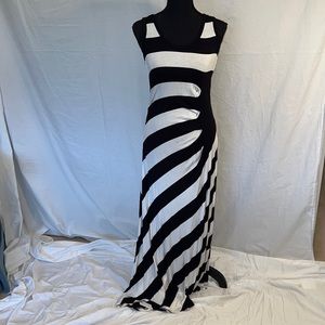 Calvin Klein Black and White Stripe Long Dress Size 6
